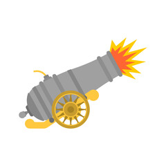 Ancient cannon isolated. Cannon with gun carriagel. Carriage gun