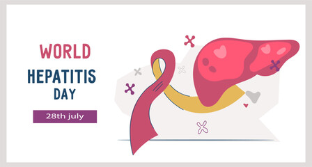 World Hepatitis Awareness Day poster or banner template for spreading health information and preventing hepatitis, flat vector illustration.