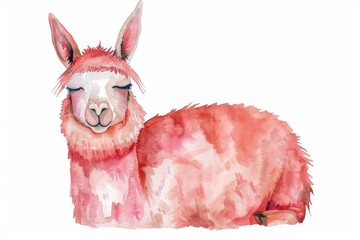Obraz premium Colorful watercolor painting of a llama, perfect for animal lovers or nature enthusiasts