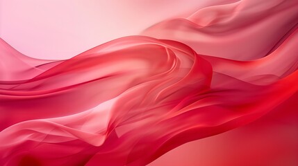 Obraz premium Red and pink background with three-dimensional smooth red waves.