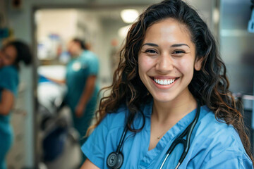 Compassionate Care: Portrait of a Smiling Female Respiratory Therapist in Hospital