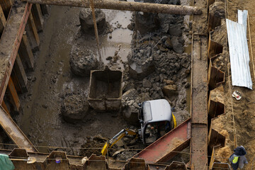 Aerial View of Construction Site With Truck