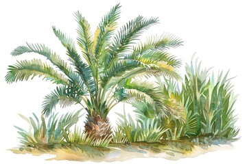 Beautiful watercolor painting of a palm tree, perfect for tropical themed designs