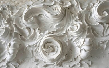 Textured white plaster swirling in dynamic patterns.