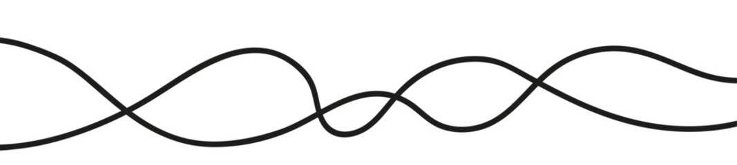 Seamless abstract pattern thin, wavy lines and curvy squiggles. Flat vector illustration isolated on white background.