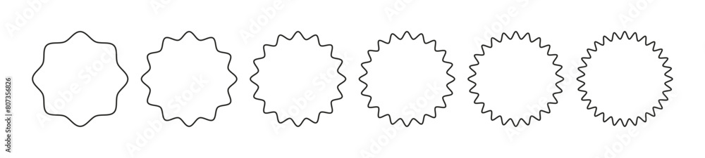 Poster circular badge zigzag pattern ,round line border border. flat vector illustration isolated on white 