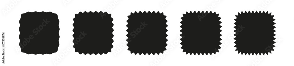 Poster wavy edge frames scalloped borders , rectangle and square box. squiggle waves border. flat vector il