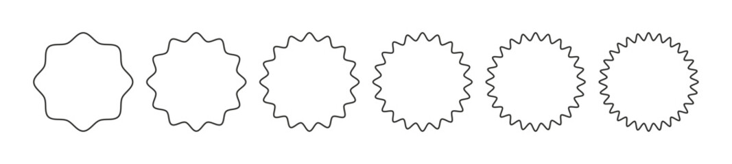Circular badge zigzag pattern ,round line border border. Flat vector illustration isolated on white background.