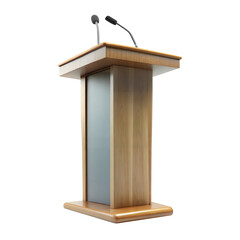Modern Wooden Podium With Microphones on a Transparent Background