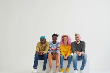 Fototapeta premium Group of diverse and LGBTQ people posing together with white background