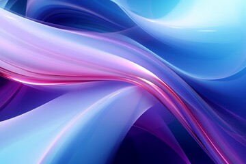 3D abstract waves in motion, neon blue and purple, digital art