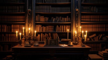 philosophical dialogue in a candlelit library