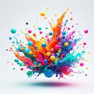 Fantastische spiralf&ouml;rmige Explosion bunter fl&uuml;ssiger Farbspritzer auf schwarzem Hintergrund, abstrakte fl&uuml;ssige dynamische Tinte.	