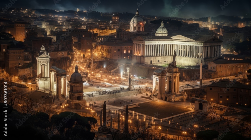 Canvas Prints torch-lit roman streets and monuments at night