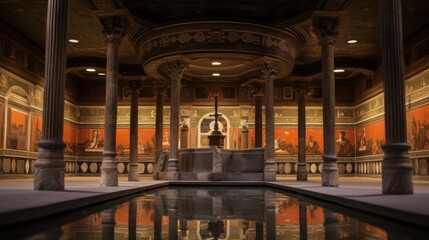 Fototapeta premium Roman bathhouse adorned with intricate mythological mosaics