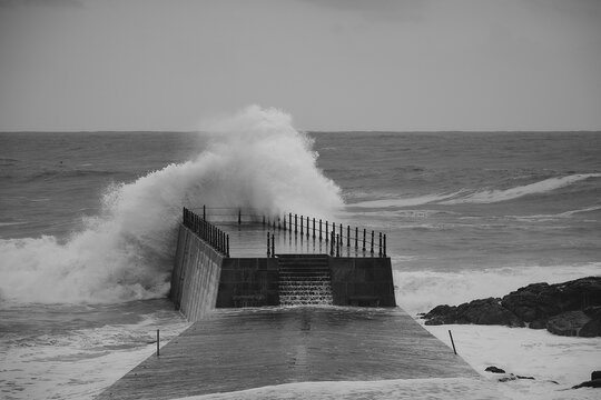 Rough Sea by the Attlantic in Porto
