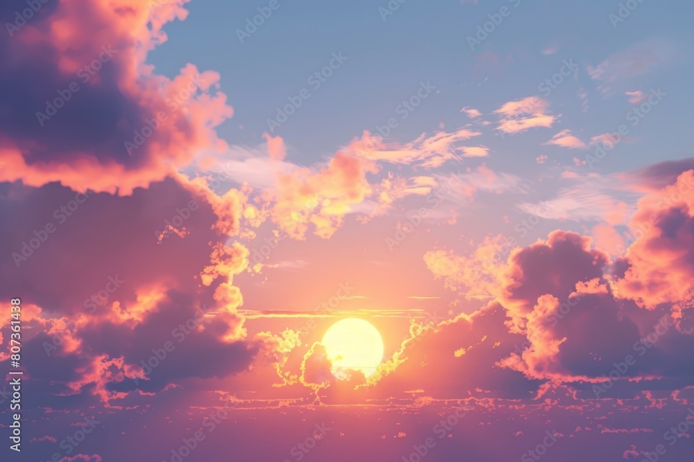 Aufkleber a scenic view of the sun setting behind the clouds. suitable for various design projects