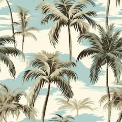 Seamless Palm Tree Vector Fabric