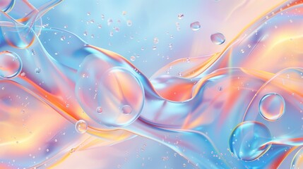 A futuristic vector background with pastel blue and orange soft glow bubbles of abstract shapes.