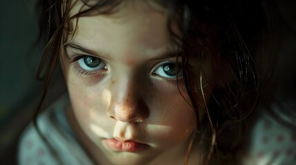 a dramatic portait of a young annoyed girl