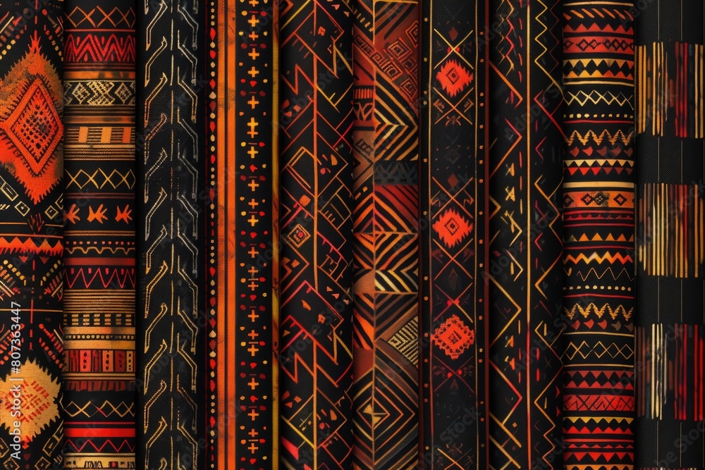 Poster various colored patterns displayed on a wall, suitable for background use
