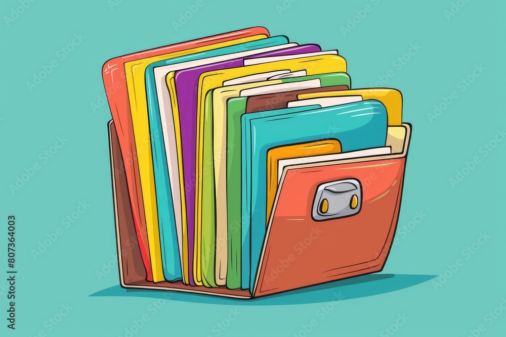 Poster a pile of folders stacked on top of each other. ideal for business and organization concepts