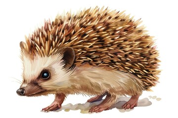 Obraz premium A cute hedgehog painting on a white background, perfect for children's books or nature-themed designs