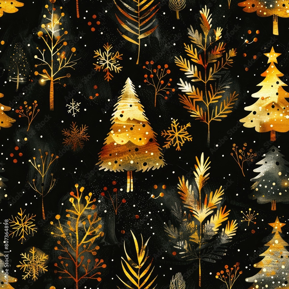 Wall mural christmas tree with stars