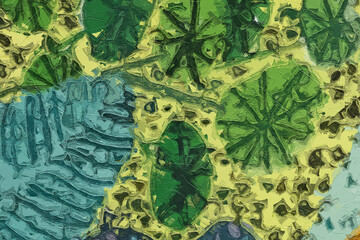 Oil paintings and various flowers, tiger leaves, lotus leaves, roses, red peonies, birds, cats, and dogs