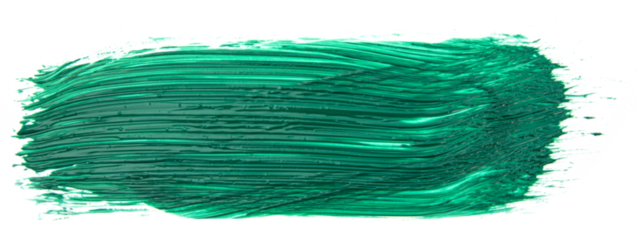 Textured swipe of bright green acrylic paint isolated on a white background
