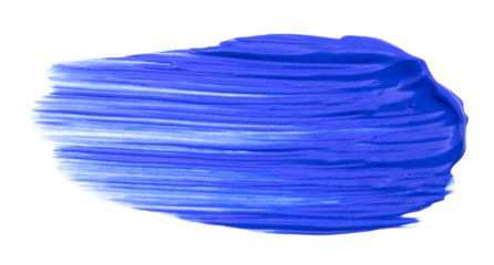 Textured swipe of bright blue acrylic paint on a white background