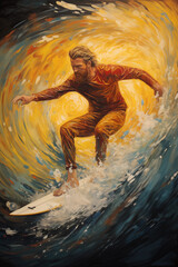 Dynamic Surfer Riding a Quilling Wave