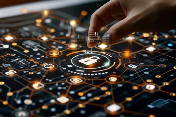 Obraz premium Secure servers visualize cyber threats; digital locks and security standards protect tech environments and passwords, bolstering privacy shields.