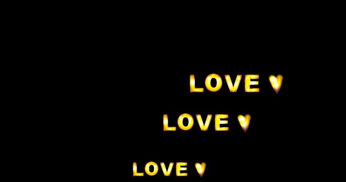 Love text. Glowing and animated text. Declaration of love. Animated text for your loved ones. Lovely text animation for holidays.