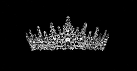 princess crown with diamonds isolated on black background