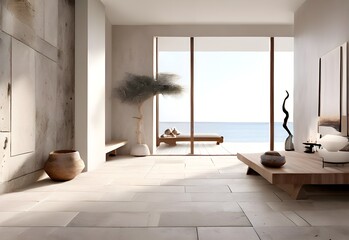 Coastal Elegance: Stone Wall and Rustic Wood in Modern Entrance Room Design