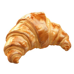 Appetizing croissant icon 3D render isolated on white, transparent background PNG