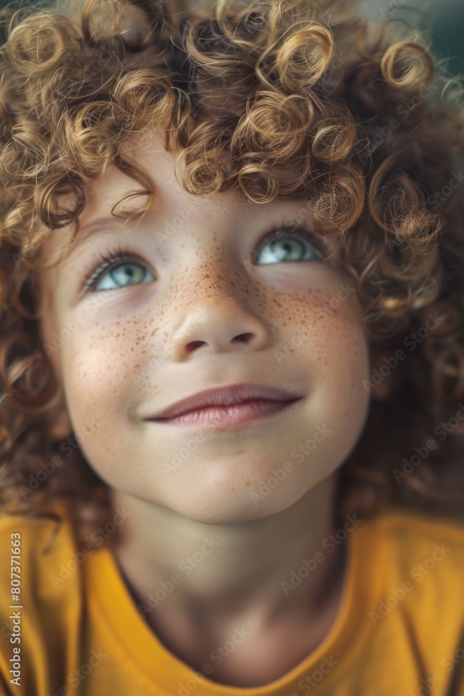Aufkleber Close up of a child with freckles. Suitable for various projects