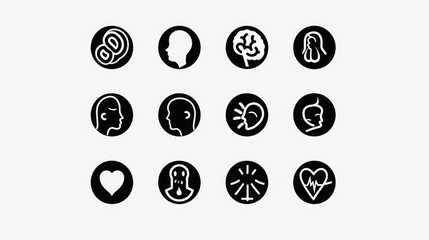 Collection of black and white icons suitable for various design projects