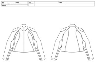 High-End Luxury Leather Biker Jacket: Vector Flat Sketch for Fashion Design and Manufacturing, Fashion Flat Sketch Leather Jacket Flats Sketch, Leather CAD design, fashion CAD, Customizable Garment