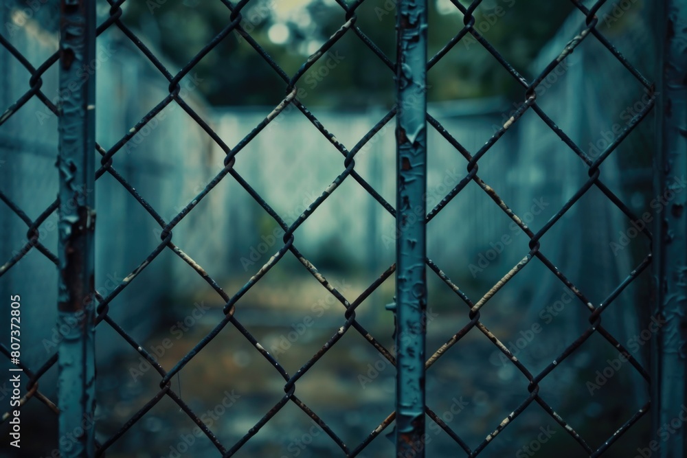 Poster Detailed view of a chain link fence, suitable for security or boundary concepts