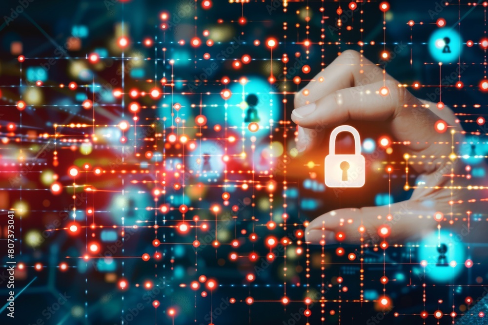Poster cybersecurity threats mitigated through risk management; laptop checksum validation ensures archived