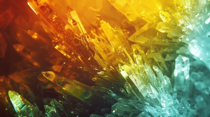 An abstract background of crystallized sulphur under polarized light.