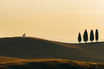 landscape with bicycle in the Crete Senesi, peace, calm
