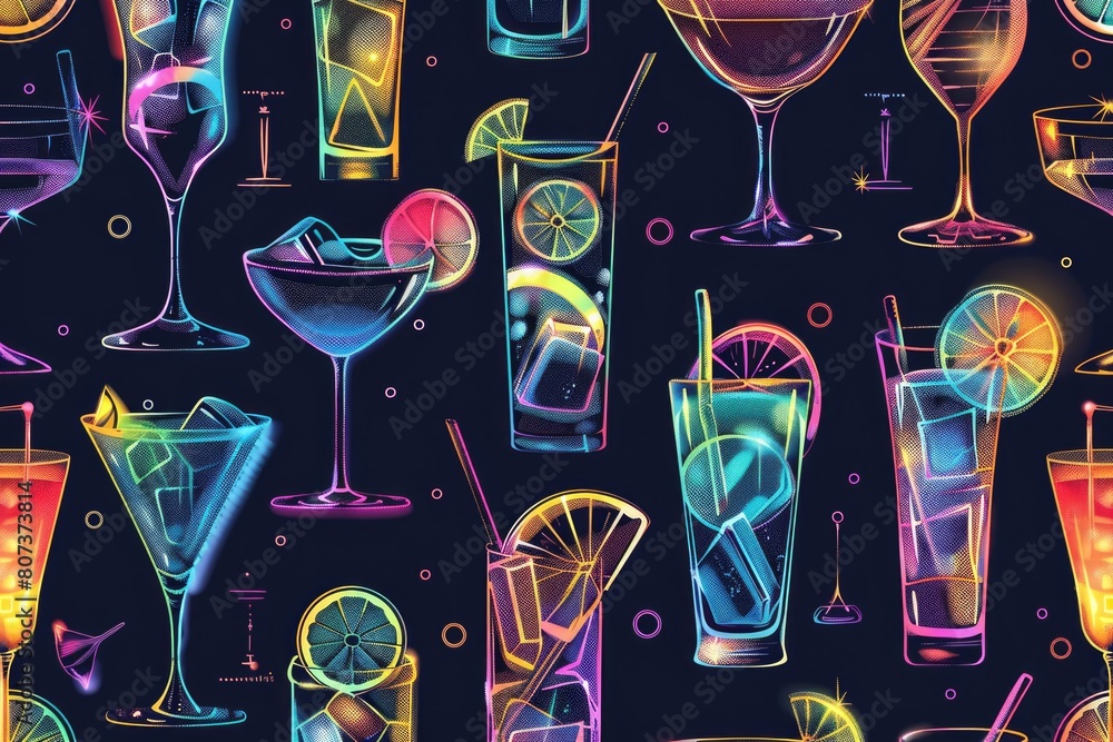Aufkleber various types of beverages on a dark surface. ideal for menu designs