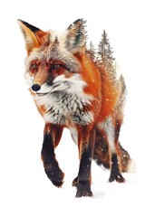 Fototapeta premium A beautiful painting of a red fox in the snow. Perfect for nature lovers and wildlife enthusiasts