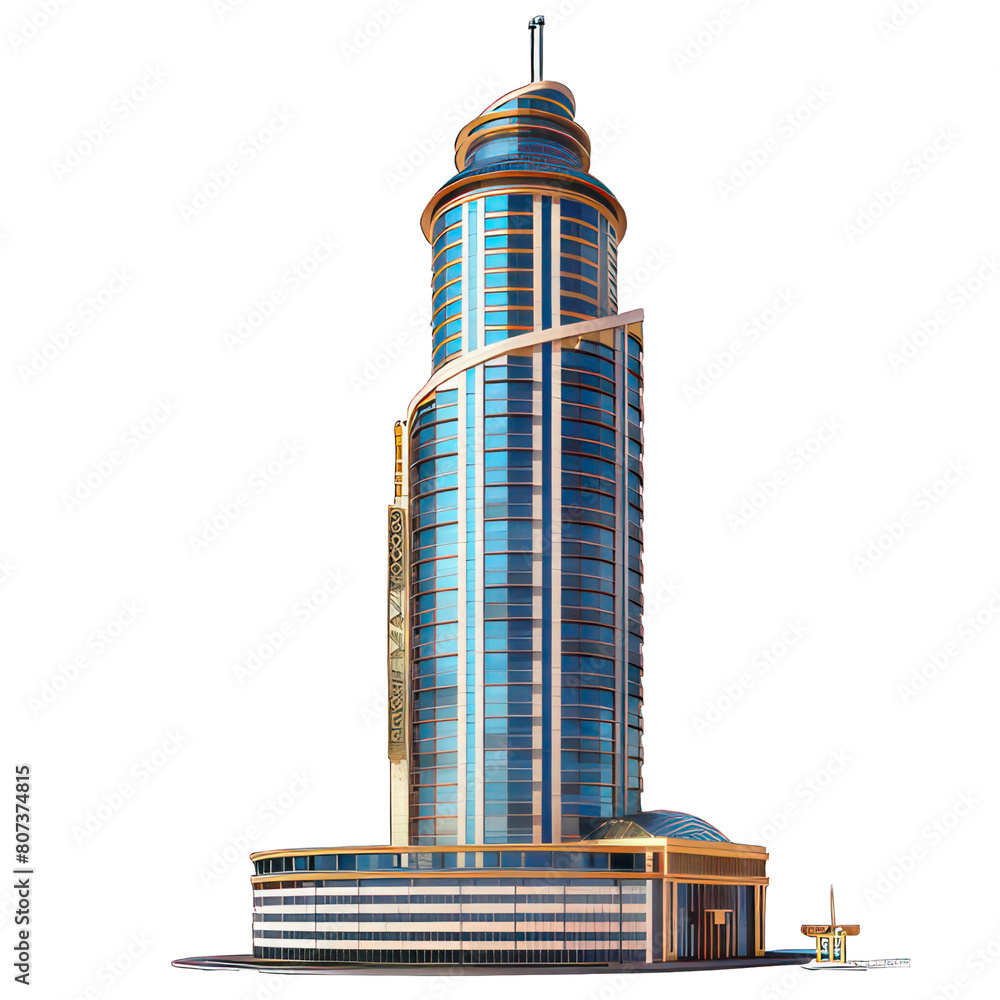 Poster modern skyscraper isolated on white created with generative ai