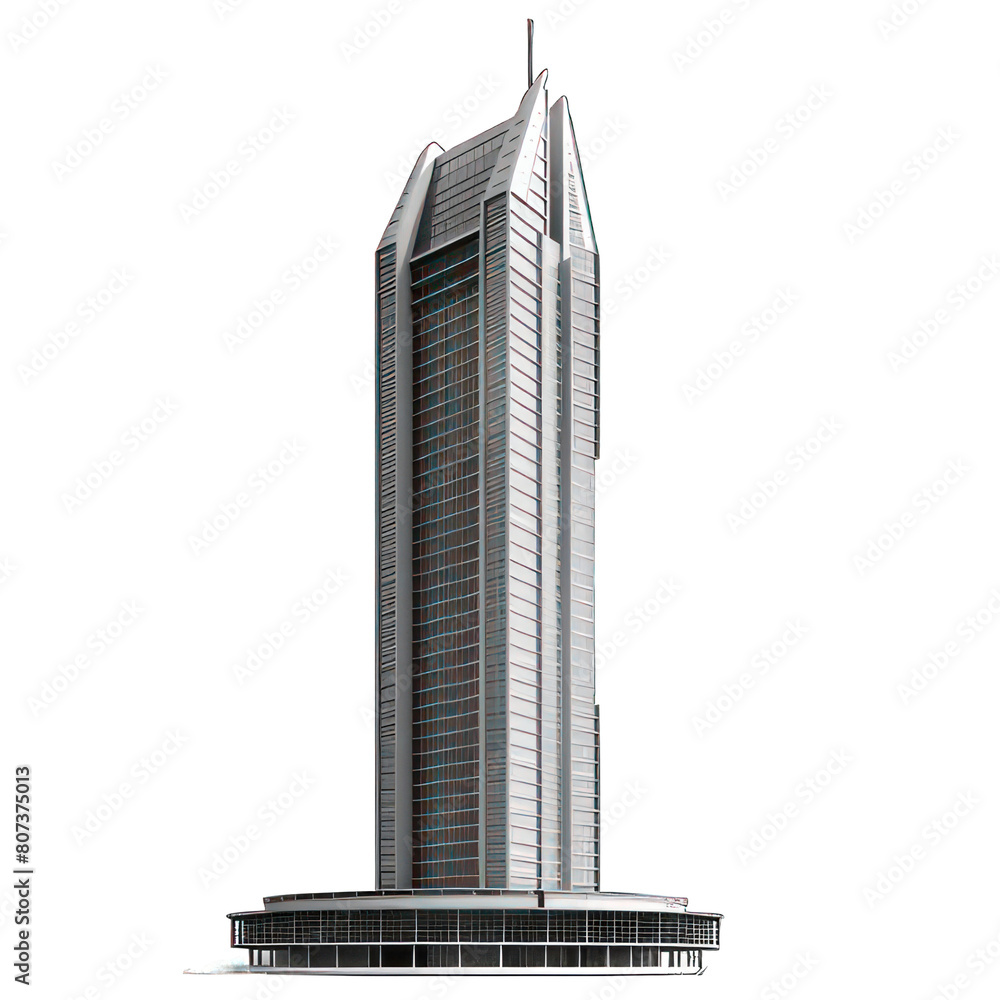 Poster modern skyscraper isolated on white created with generative ai