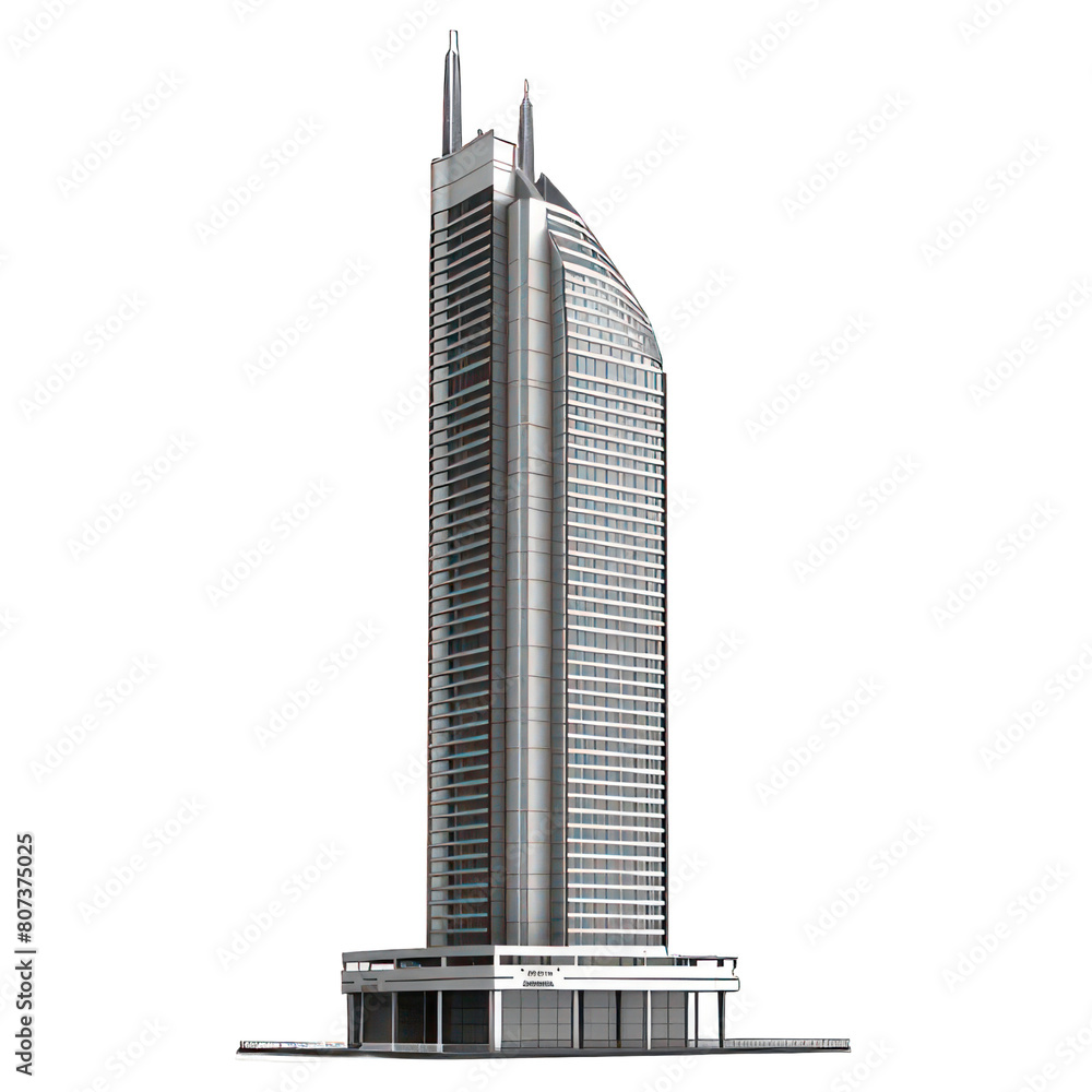 Poster modern skyscraper isolated on white created with generative ai