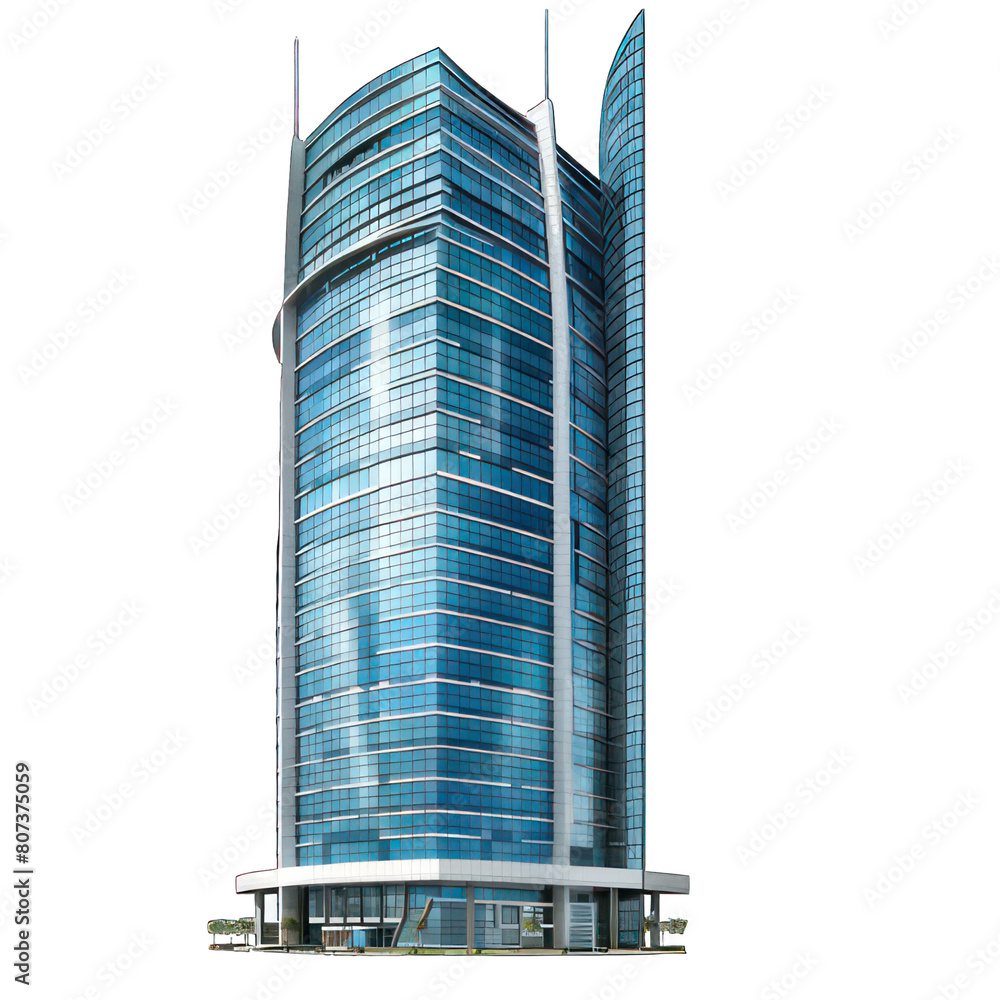 Poster modern skyscraper isolated on white created with generative ai